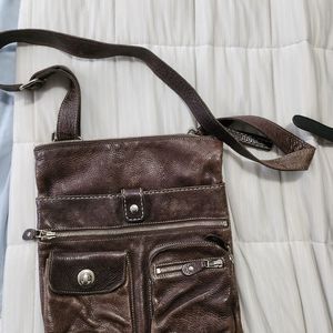 Vintage Village leather roots bag